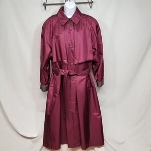 Chiango Fleet Street VTG Plum Womens Rain Winter Trench Coat Removable Liner 12